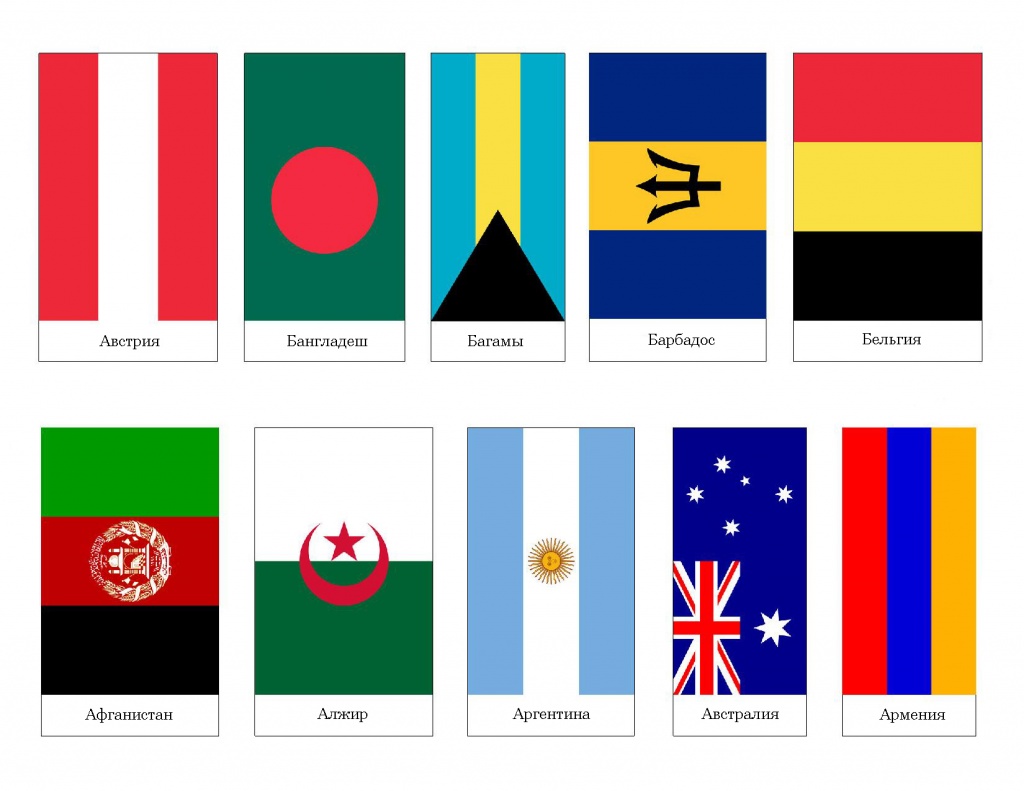 Карточки с флагами мира